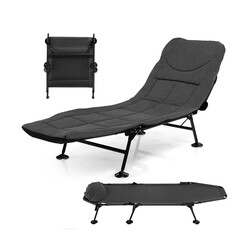 Hopfällbar campingsäng med avtagbar madrass och justerbart ryggstöd