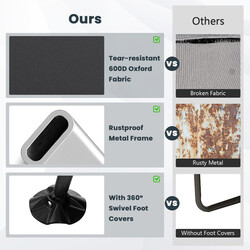 Hopfällbar campingsäng med avtagbar madrass och justerbart ryggstöd, grå, 194 x 64 x 29 cm