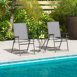 Tvådelat terrassstolset med hög rygg grå - ergonomisk och väderbeständig design