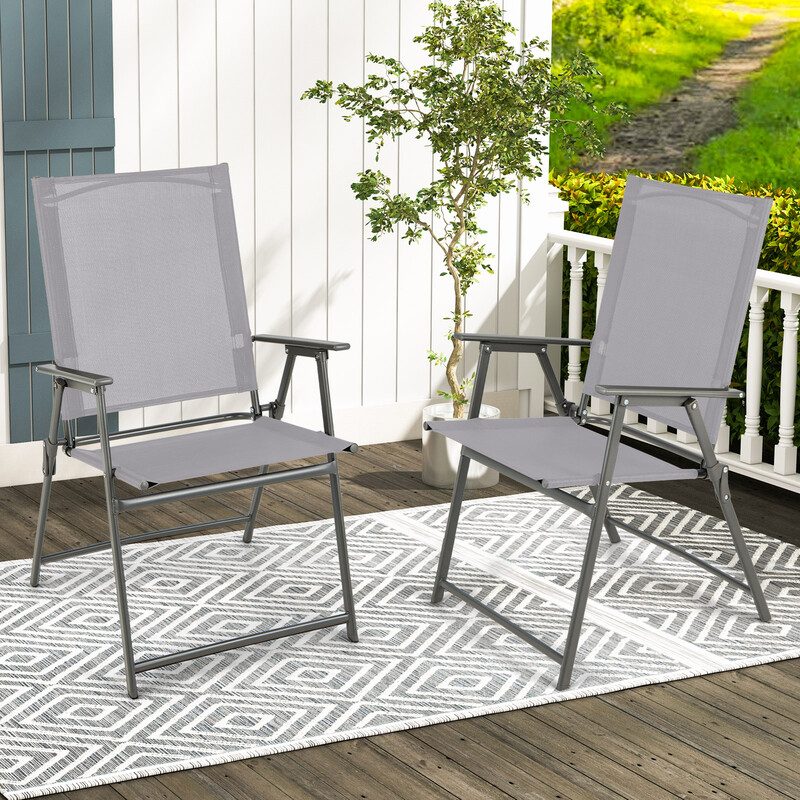 Tvådelat terrassstolset med hög rygg grå - ergonomisk och väderbeständig design