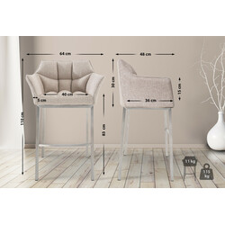 Elegant vadderad barstol med rostfri stålstomme