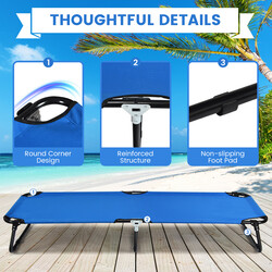 Bärbar hopfällbar campingsäng 190 cm blå med robust metallram och Oxford-väv