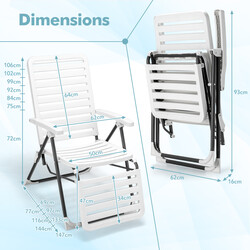Fällbar terrassstol med fotstöd i väderbeständigt material för utomhusbruk