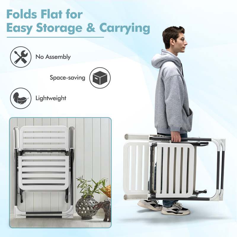 Fällbar terrassstol med fotstöd i väderbeständigt material för utomhusbruk