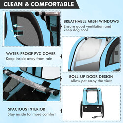 Cykelvagn för husdjur med säkerhetsfunktioner och 40 kg kapacitet, blå