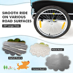 Cykelvagn för husdjur med säkerhetsfunktioner och 40 kg kapacitet, blå