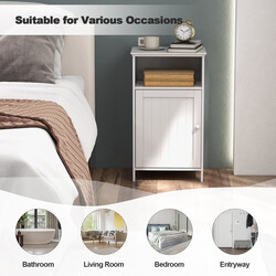 Multifunktionellt badrumsskåp med dörr och justerbar hylla, vit, 40 x 30 x 70 cm