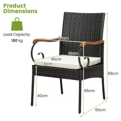 Två terrassstolar i rotting med robust metallram och väderbeständig design