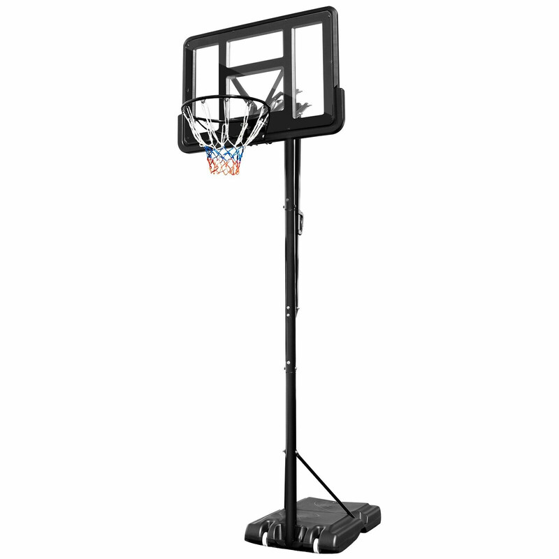 Höj- och sänkbar basketställning 245-305 cm med robust konstruktion och transporthjul svart
