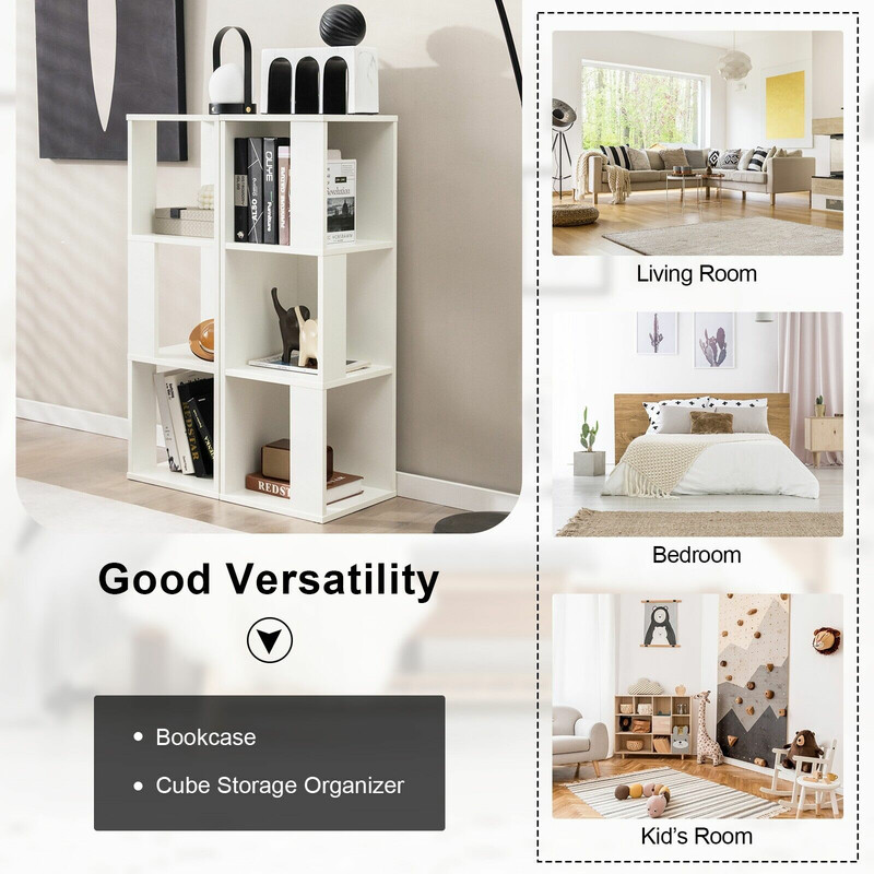 2-pack bokhylla i trä med tippskydd, 3 nivåer, vit, 33 x 33 x 100,5 cm