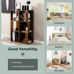 2-pack bokhyllor med tippningsskydd, rustik brun, 3 nivåer, 33 x 33 x 100,5 cm