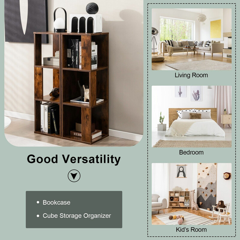 2-pack bokhyllor med tippningsskydd, rustik brun, 3 nivåer, 33 x 33 x 100,5 cm