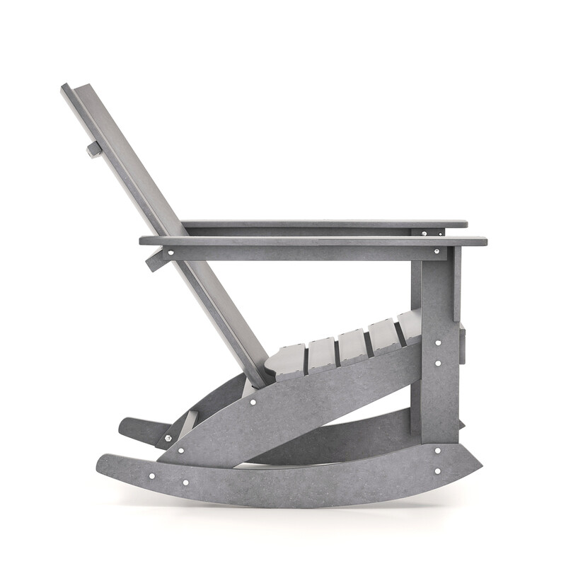 Gungstol utomhus Adirondack i grå HDPE med ergonomisk design 93 x 55,5 x 90 cm