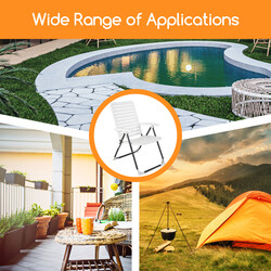 Fällbar trädgårdsstol med 7-stegs justerbart ryggstöd och ergonomisk design, vit