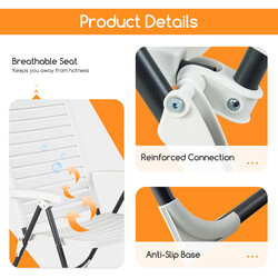 Fällbar trädgårdsstol med 7-stegs justerbart ryggstöd och ergonomisk design, vit