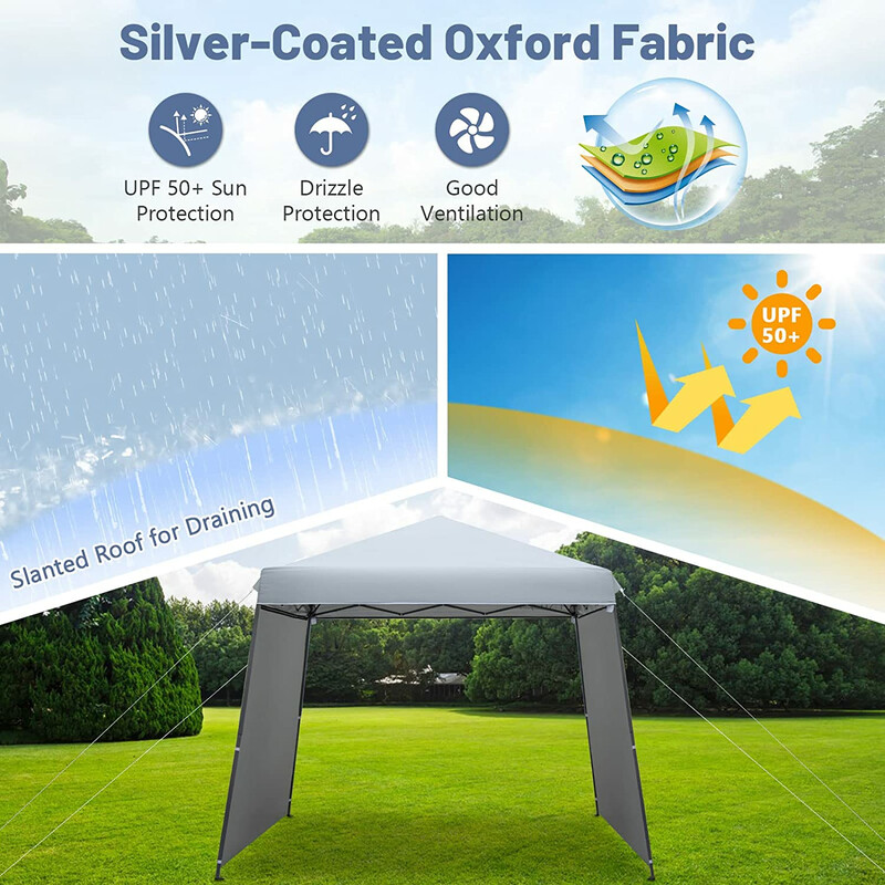 Pop-up-paviljong 3x3 m med markiser, grå - snabb montering, vattentät och brandskyddad
