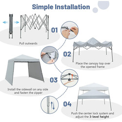 Pop-up-paviljong 3x3 m med markiser, grå - snabb montering, vattentät och brandskyddad