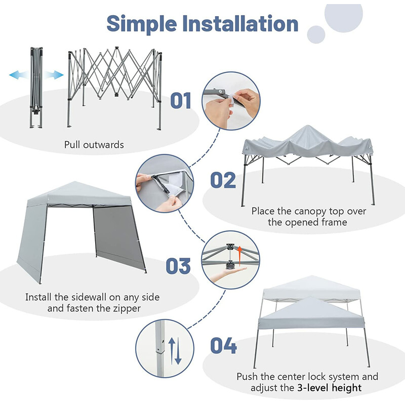 Pop-up-paviljong 3x3 m med markiser, grå - snabb montering, vattentät och brandskyddad