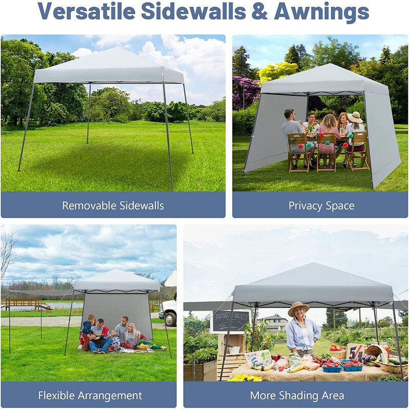 Pop-up-paviljong 3x3 m med markiser, grå - snabb montering, vattentät och brandskyddad