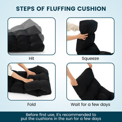 Svart bänkdyna för trädgårdsbänk 132x49x15 cm med PP-bomull och polyester