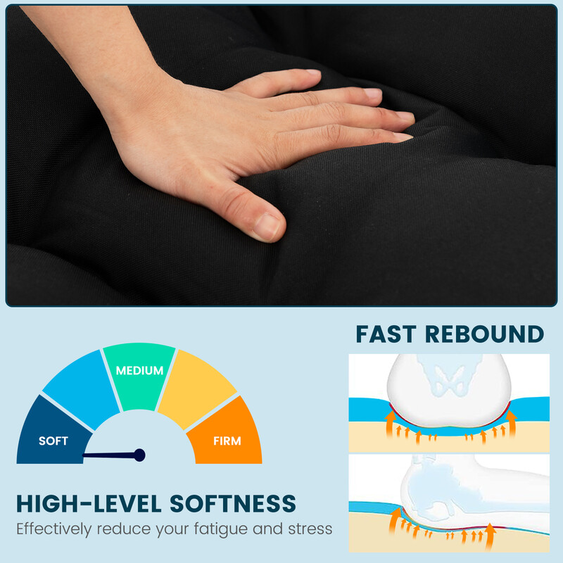 Svart bänkdyna för trädgårdsbänk 132x49x15 cm med PP-bomull och polyester