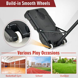 Justerbar väderbeständig basketkorg för barn med hjul och fyllbar bas för utomhusbruk