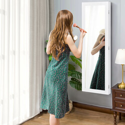 Spegel smyckeskåp med helkroppsspegel och förvaring, vit 31,5 x 8,5 x 110 cm