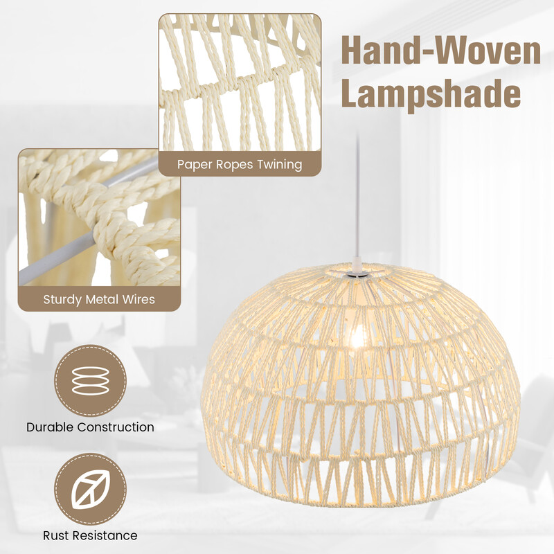 Taklampa i beige papper med justerbar höjd och elegant design för hemmet
