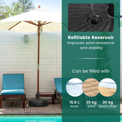 Fyllbar rund parasollfot i svart HDPE, 45 cm diameter, för upp till 30 kg