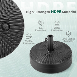 Fyllbar rund parasollfot i svart HDPE, 45 cm diameter, för upp till 30 kg