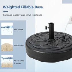 Fyllbar rund parasollfot 56 cm diameter för upp till 46 kg svart