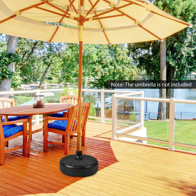 Påfyllningsbart parasollstativ i svart HDPE för stabilitet och hållbarhet, 37 cm diameter