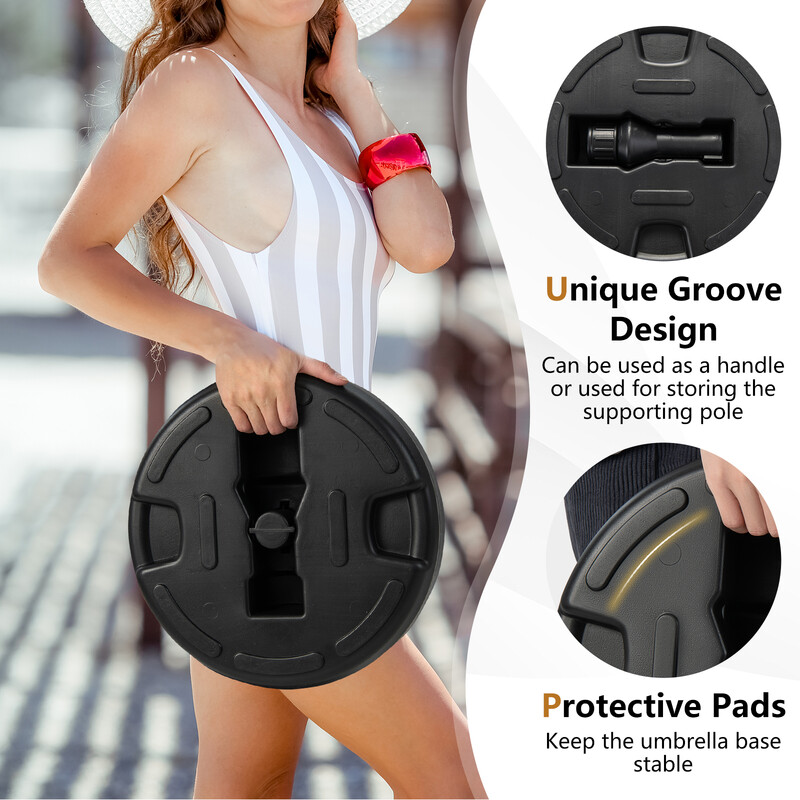 Påfyllningsbart parasollstativ i svart HDPE för stabilitet och hållbarhet, 37 cm diameter