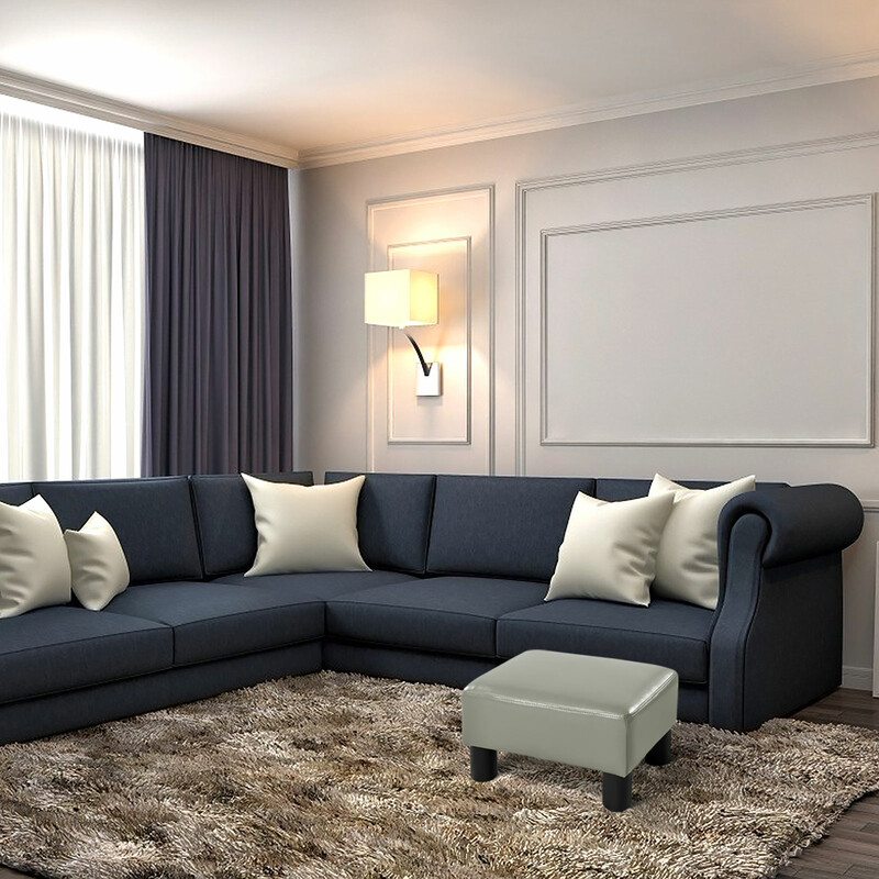 Fotpall sittpall i röd med träram och PU-överdrag 40 x 30 x 24 cm