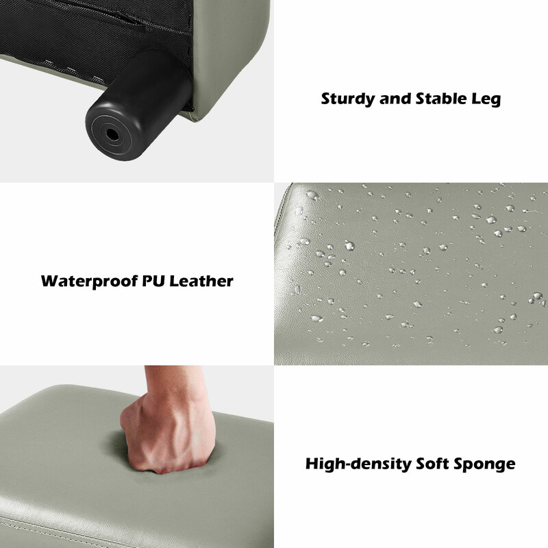 Fotpall sittpall i röd med träram och PU-överdrag 40 x 30 x 24 cm