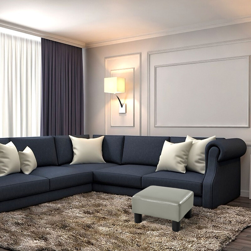 Fotpall sittpall i röd med träram och PU-överdrag 40 x 30 x 24 cm