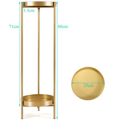 Tvånivå växtställ i guld med hållbar stålkonstruktion och avtagbara hyllor