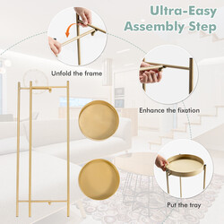 Tvånivå växtställ i guld med hållbar stålkonstruktion och avtagbara hyllor