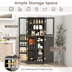 Köksförvaringsskåp i svart MDF med glasdörrar och hyllor för det moderna hemmet