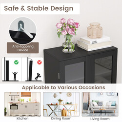 Köksförvaringsskåp i svart MDF med glasdörrar och hyllor för det moderna hemmet