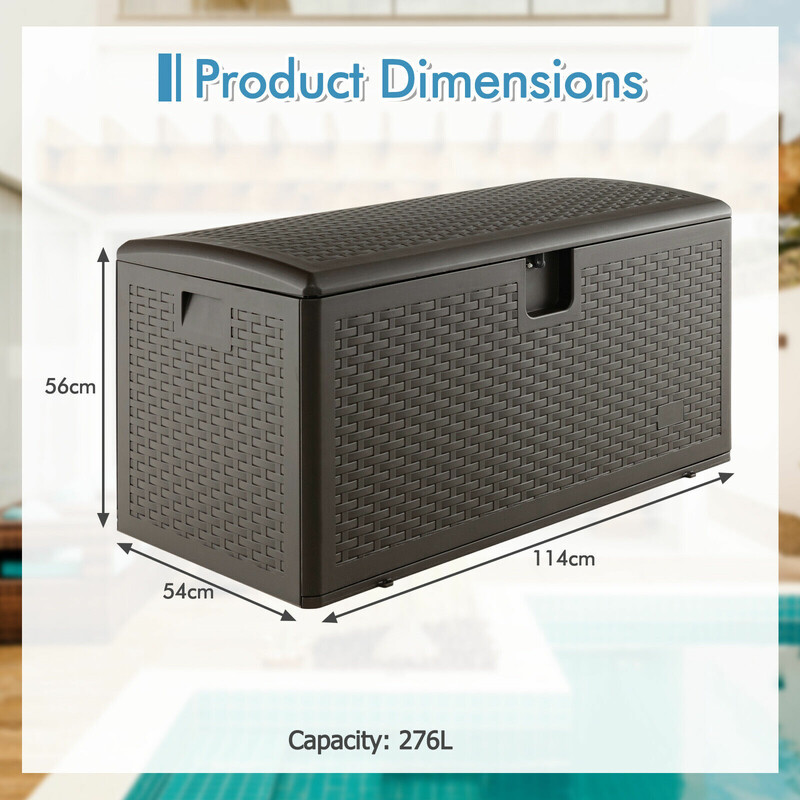 Vattentät förvaringslåda 106L med låsbart lock och rottingmönster för trädgård och terrass