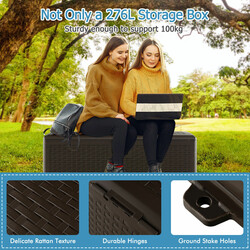 Vattentät förvaringslåda 106L med låsbart lock och rottingmönster för trädgård och terrass