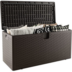 Vattentät förvaringslåda 106L med låsbart lock för trädgård och terrass brun