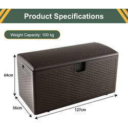 Vattentät förvaringslåda 106L med låsbart lock för trädgård och terrass brun