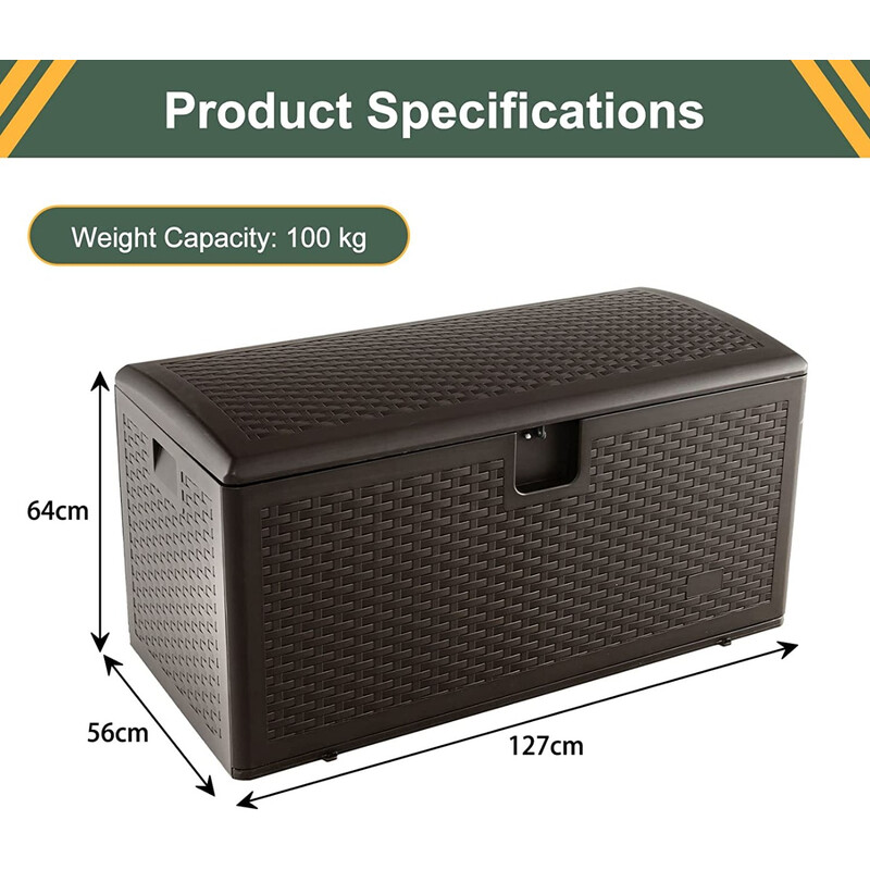 Vattentät förvaringslåda 106L med låsbart lock för trädgård och terrass brun
