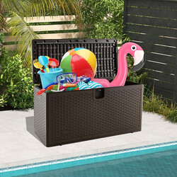 Vattentät förvaringslåda 106L med låsbart lock för trädgård och terrass brun