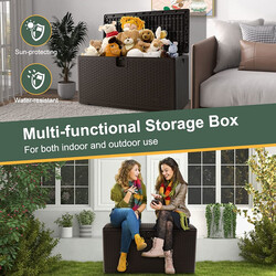 Vattentät förvaringslåda 106L med låsbart lock för trädgård och terrass brun