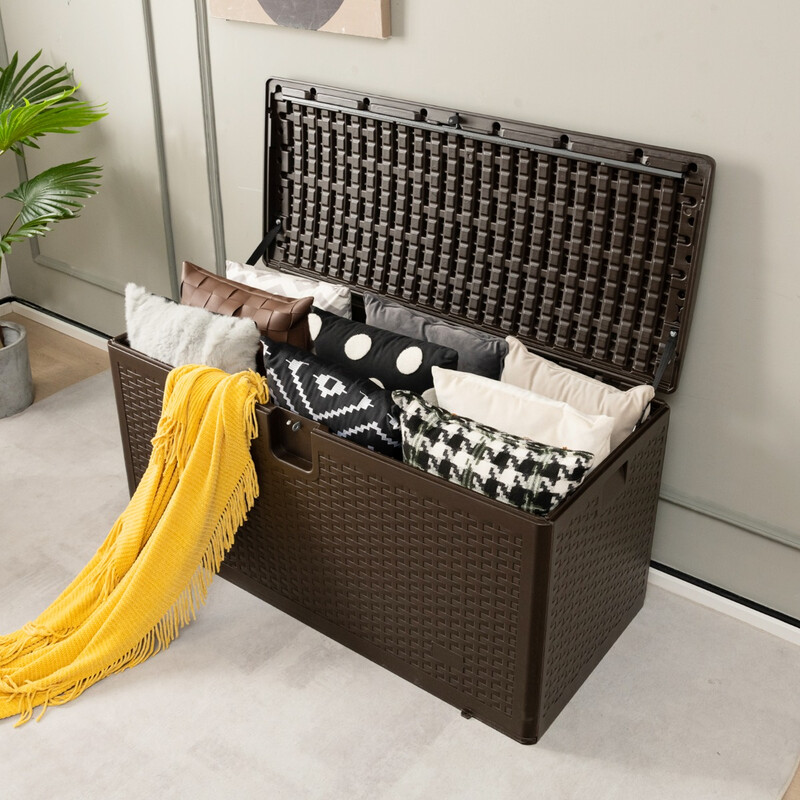 Vattentät förvaringslåda 106L med låsbart lock för trädgård och terrass brun