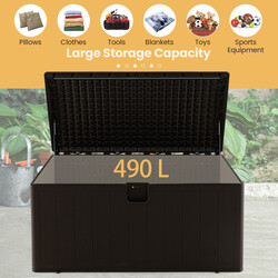 Vattentät förvaringslåda 106L med låsbart lock för trädgård och terrass brun