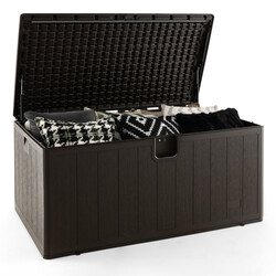 Vattentät förvaringslåda 106L med låsbart lock för trädgård och terrass brun